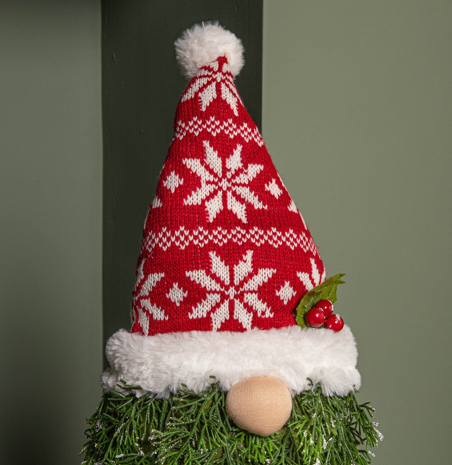76cm Red and White Christmas Tree Standing Gonk with Snowflake Hat and Extendable Legs