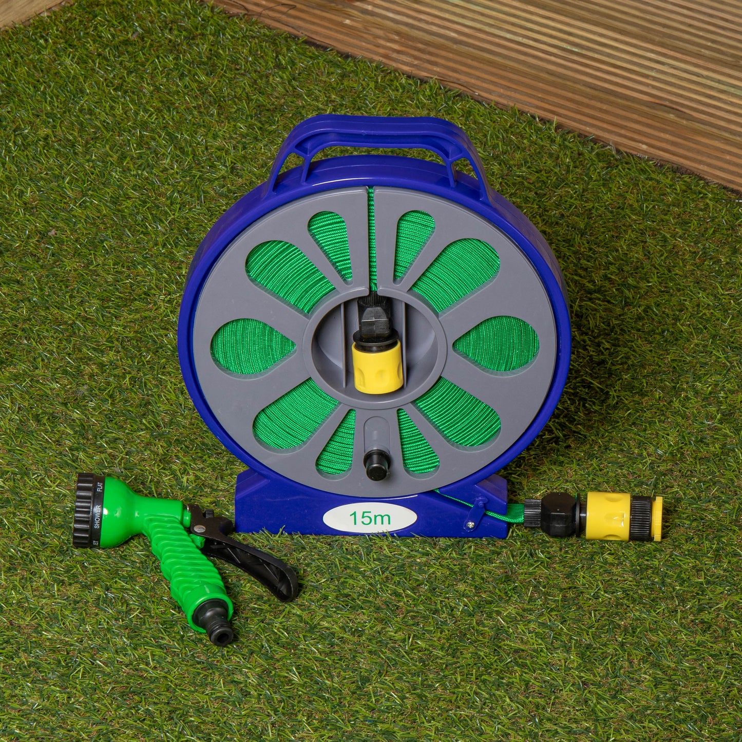 50ft (15m) Flat Garden Hose with Spray Nozzle