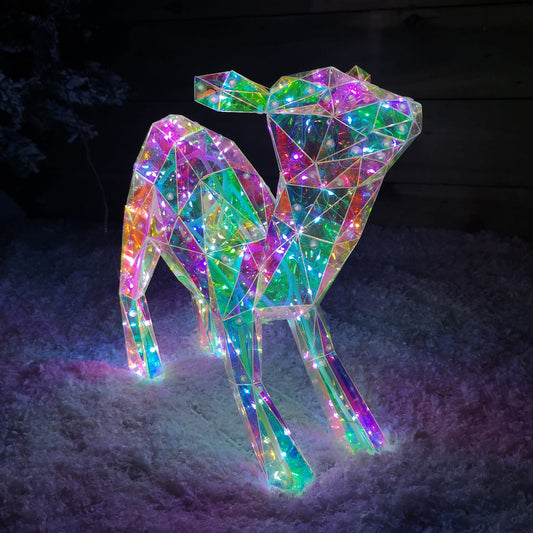 Factory Seconds: 40cm Light up Standing Iridescent DreamLights Christmas Fawn with 100 White LEDs
