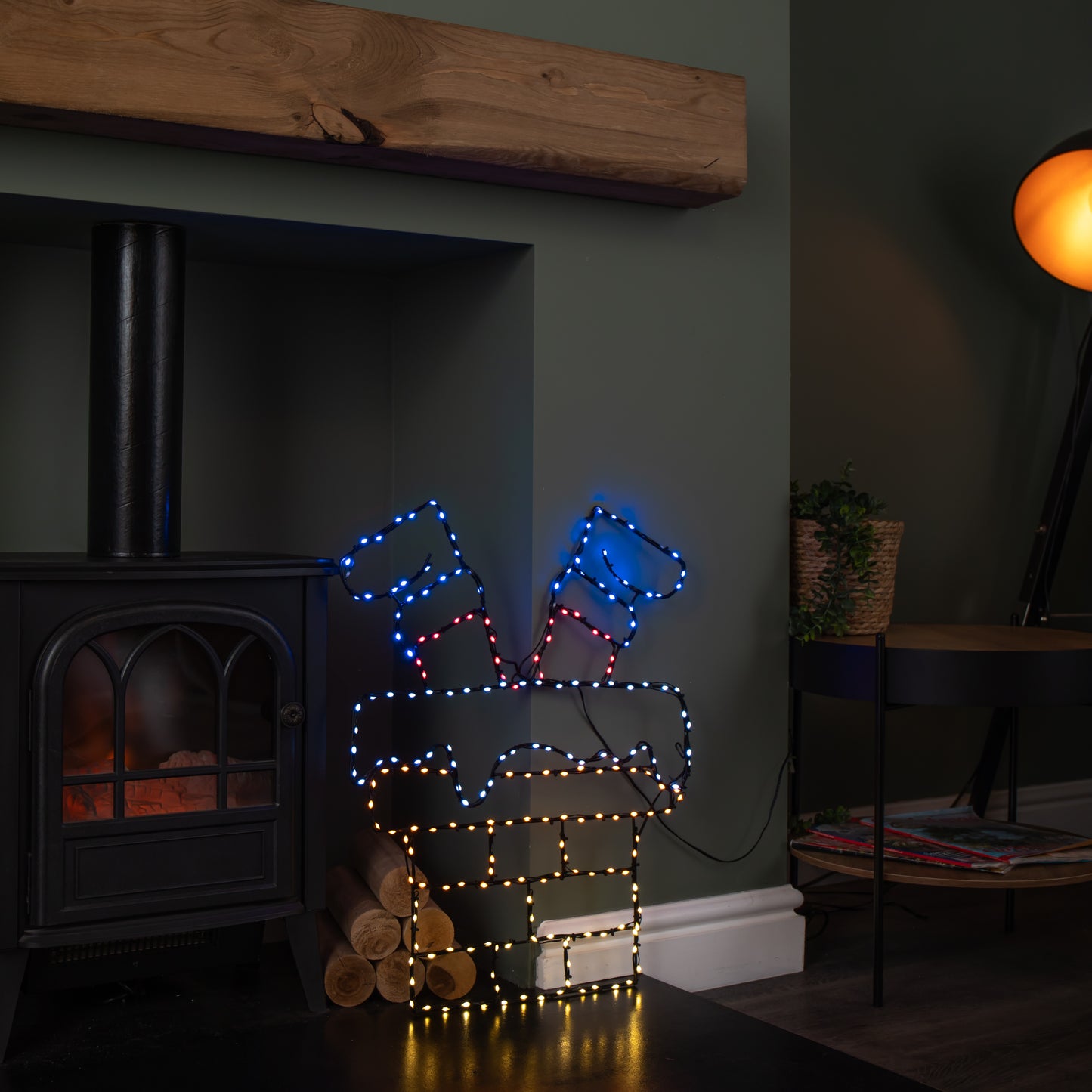 60cm x 45cm Light up FlexiBrights Santa Down Chimney with 223 Multi-Coloured LEDs