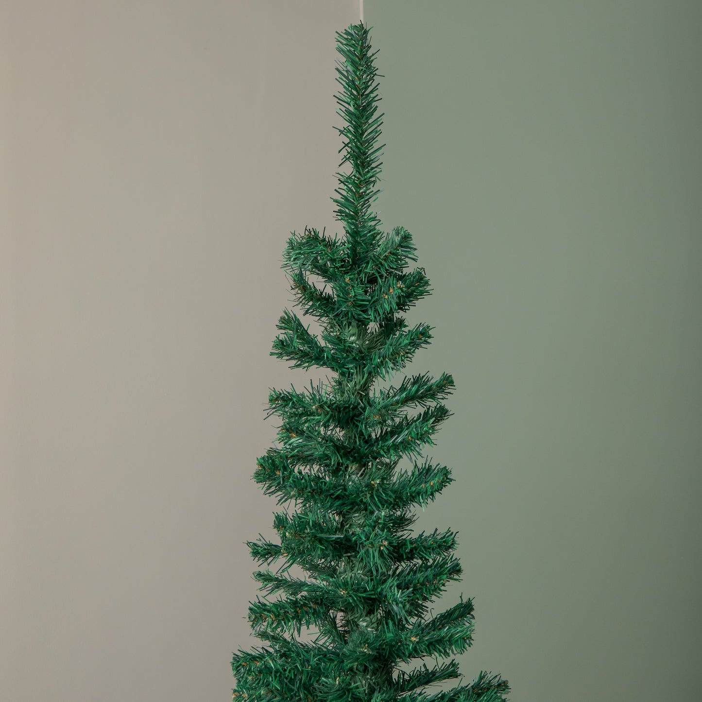 7.5ft (2.2m) Green Spruce Pencil Pine Christmas Tree with Metal Stand