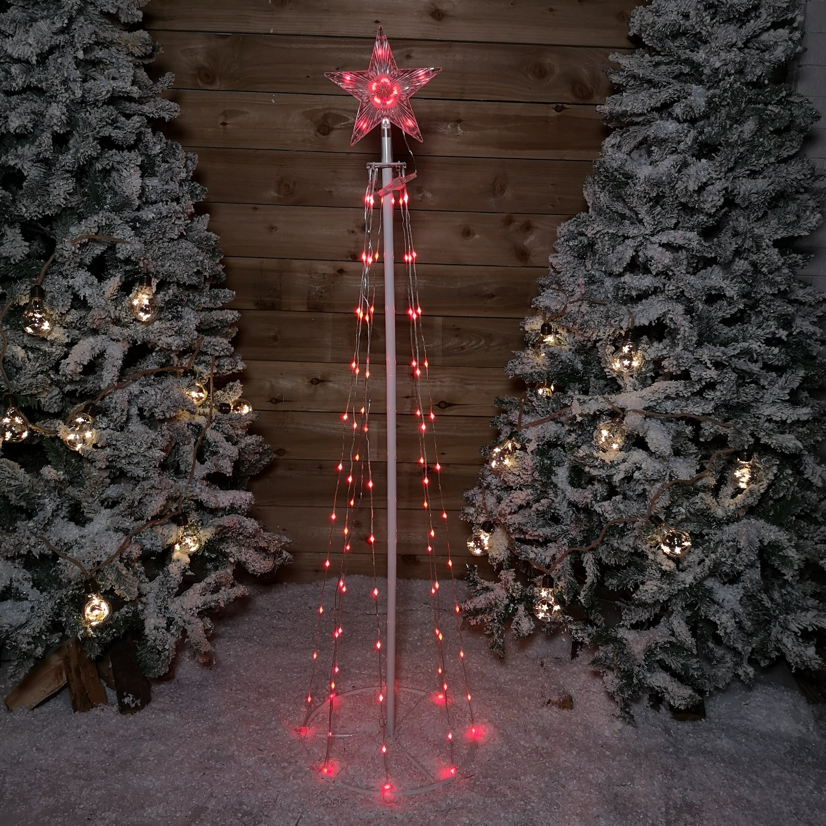150cm (5ft) White Metal Maypole Tree with 106 Rainbow LED Wire Lights and Remote