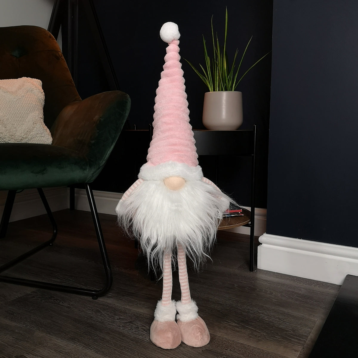 67cm Standing Plush Christmas Gonk with Grooved Hat in Pink