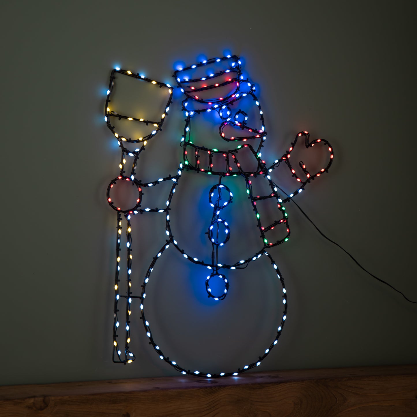 59cm x 45cm Light up FlexiBrights Christmas Snowman Silhouette with 238 Multi-Coloured LEDs