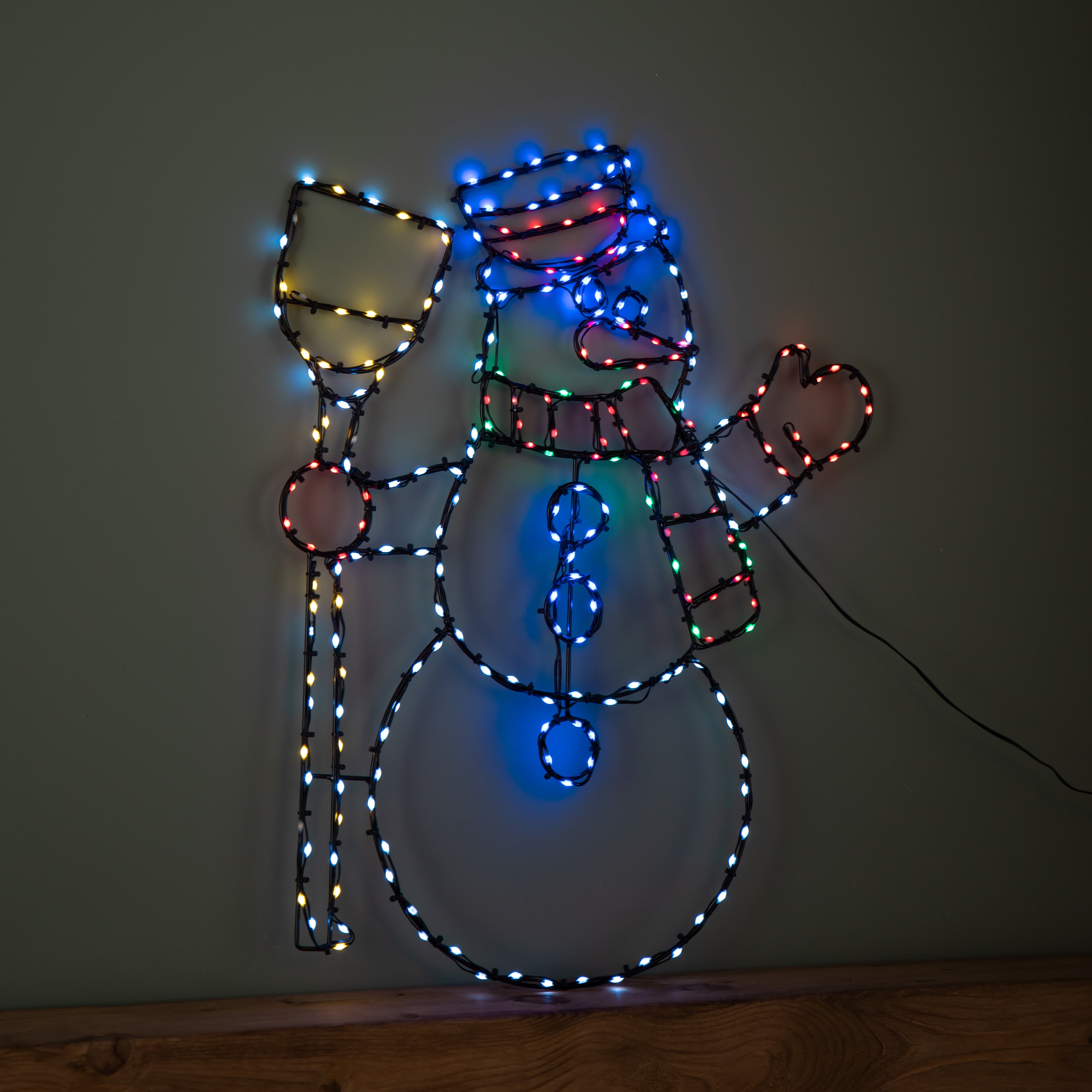 59cm x 45cm Light up FlexiBrights Christmas Snowman Silhouette with 238 Multi-Coloured LEDs