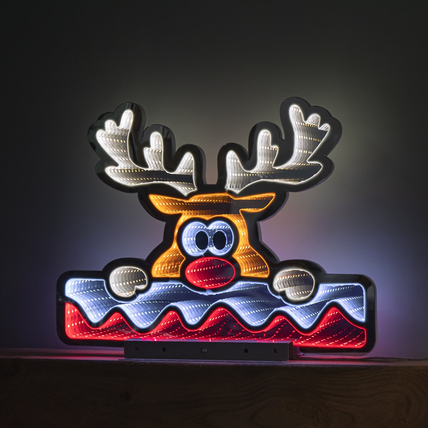 40cm Light up Christmas Deer with Snow Infinity Decoration & LEDs