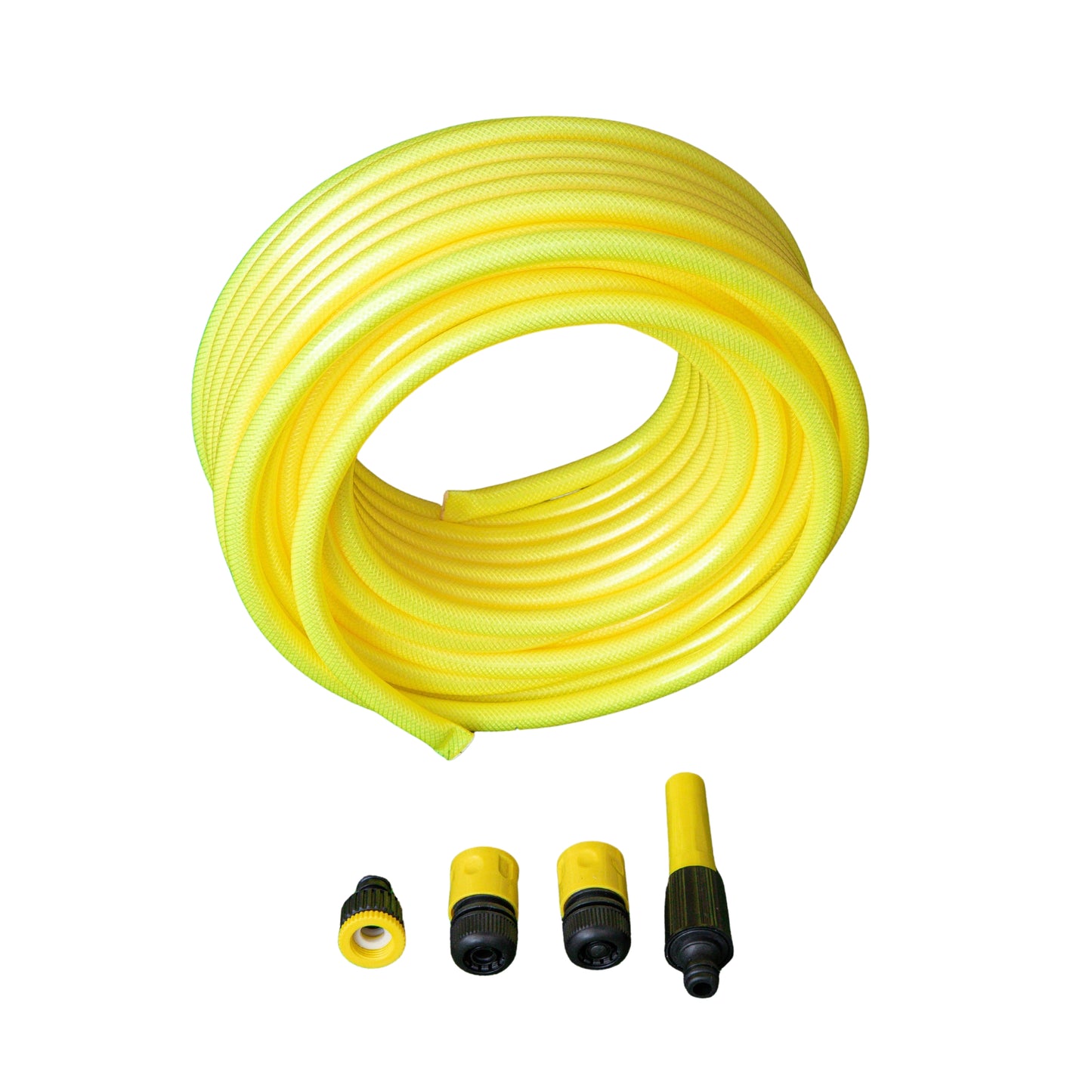 25m Yellow Reinforced Kink Resistant Garden Hose Pipe with Connectors 