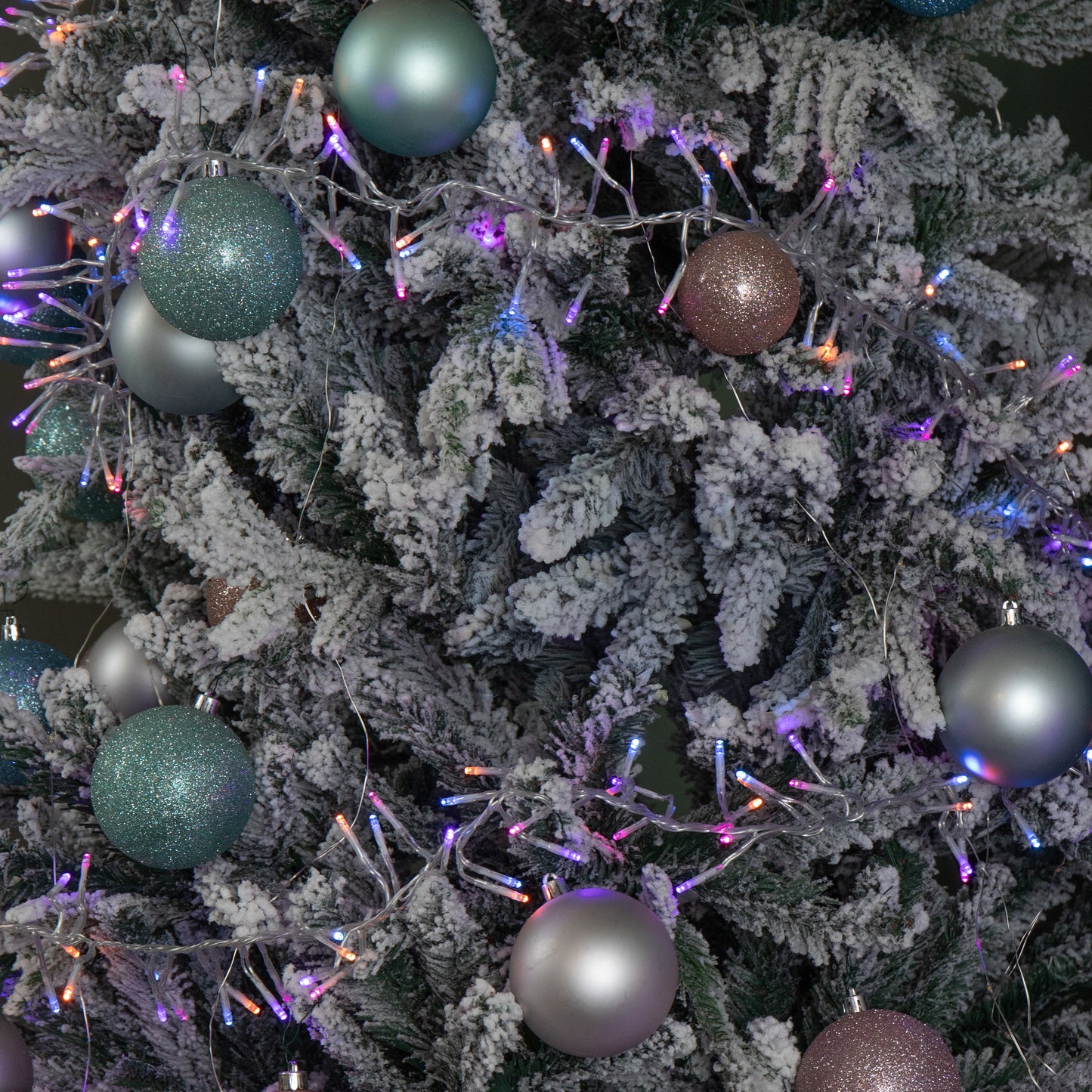 9.3m 720 LED Christmas Cluster String Lights with Timer in Rainbow on Clear Cable