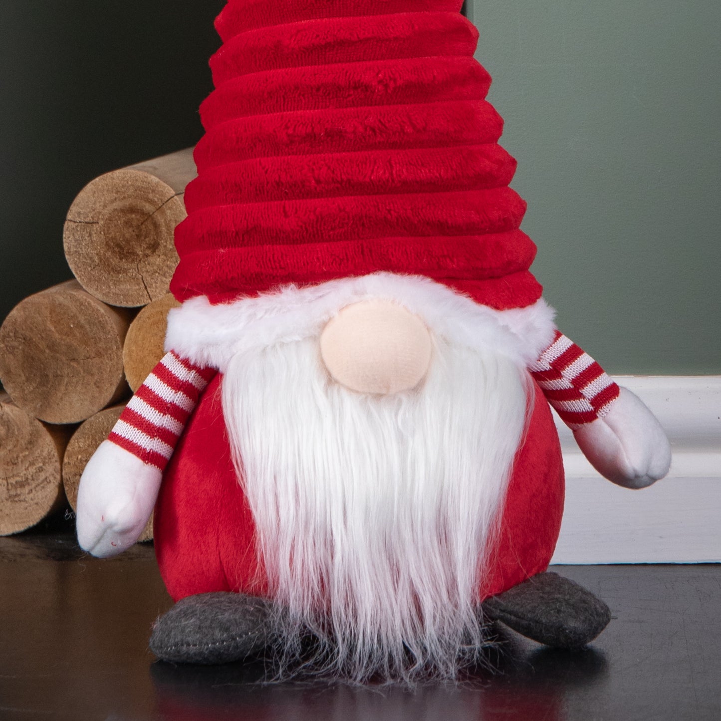 51cm Large Sitting Plush Christmas Gonk with Grooved Hat in Red
