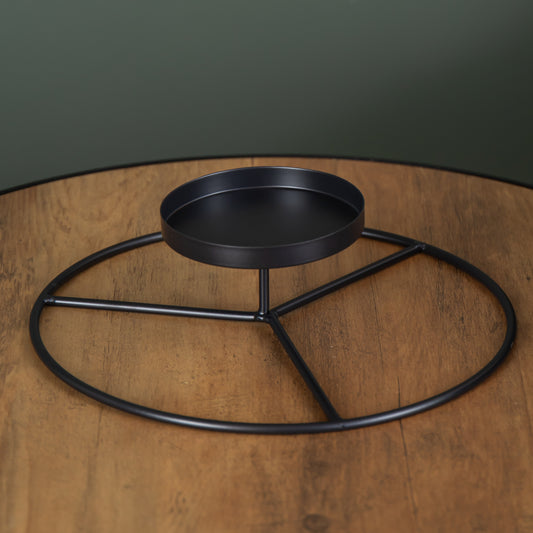 25cm Black Round Metal Pillar Candle Ring Holder