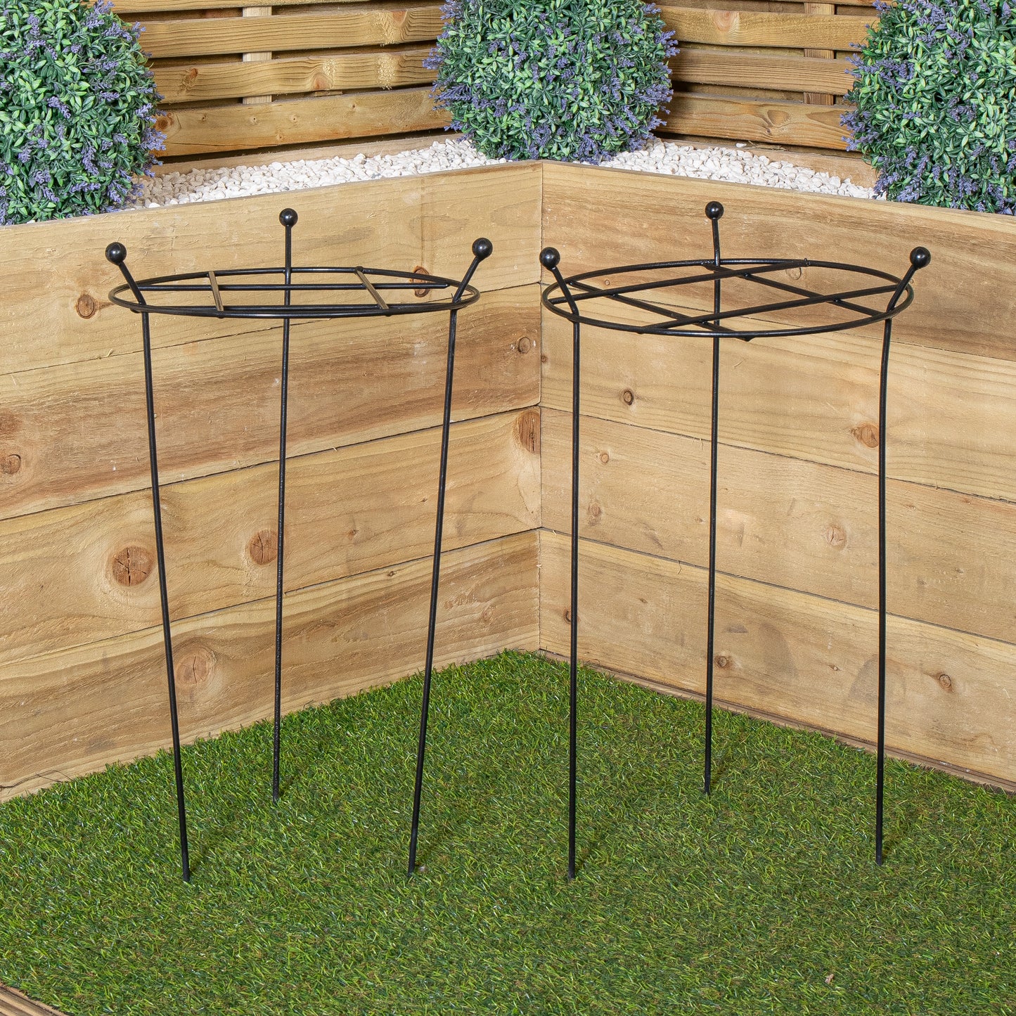 Pack of 2 Tom Chambers Cottage Heavy Duty Black Metal Steel Herbaceous Garden Plant Support Grow Through Small 60cm x 35cm