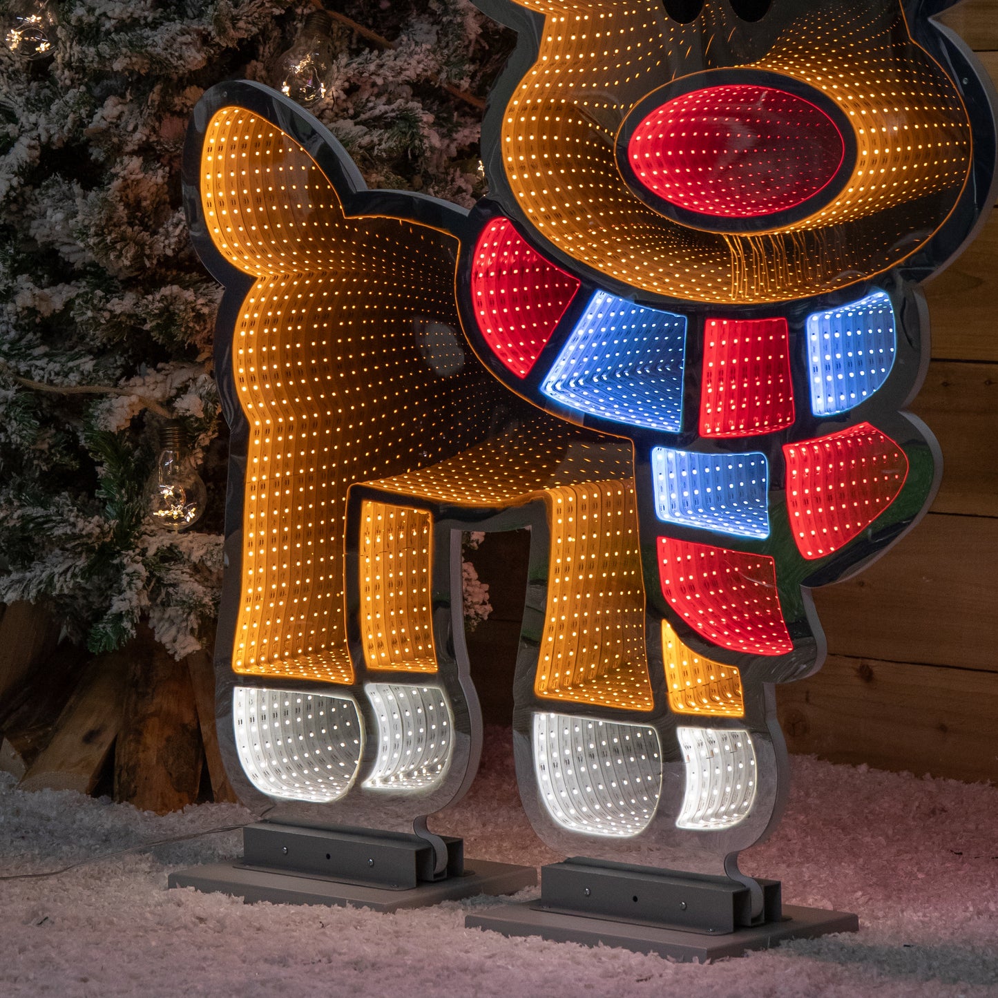 1.20m x 1.9m Light up Cute Christmas Reindeer Infinity Mirror Decoration with Multi-Coloured LEDs