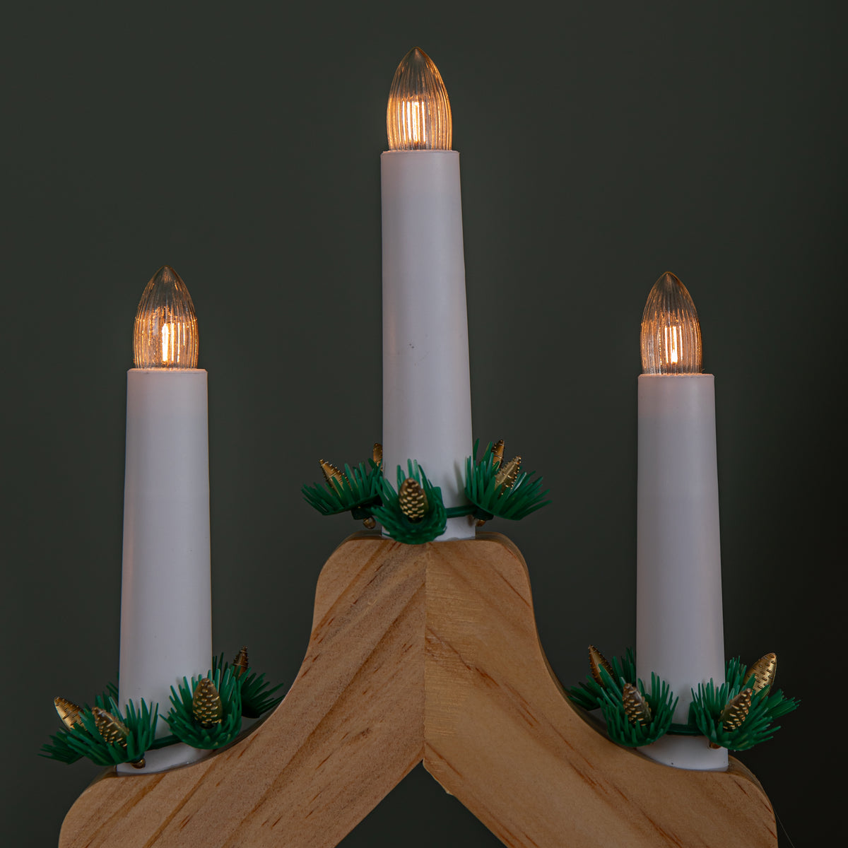 40cm Light up Wooden Christmas Candlebridge with 7 Warm White LEDs