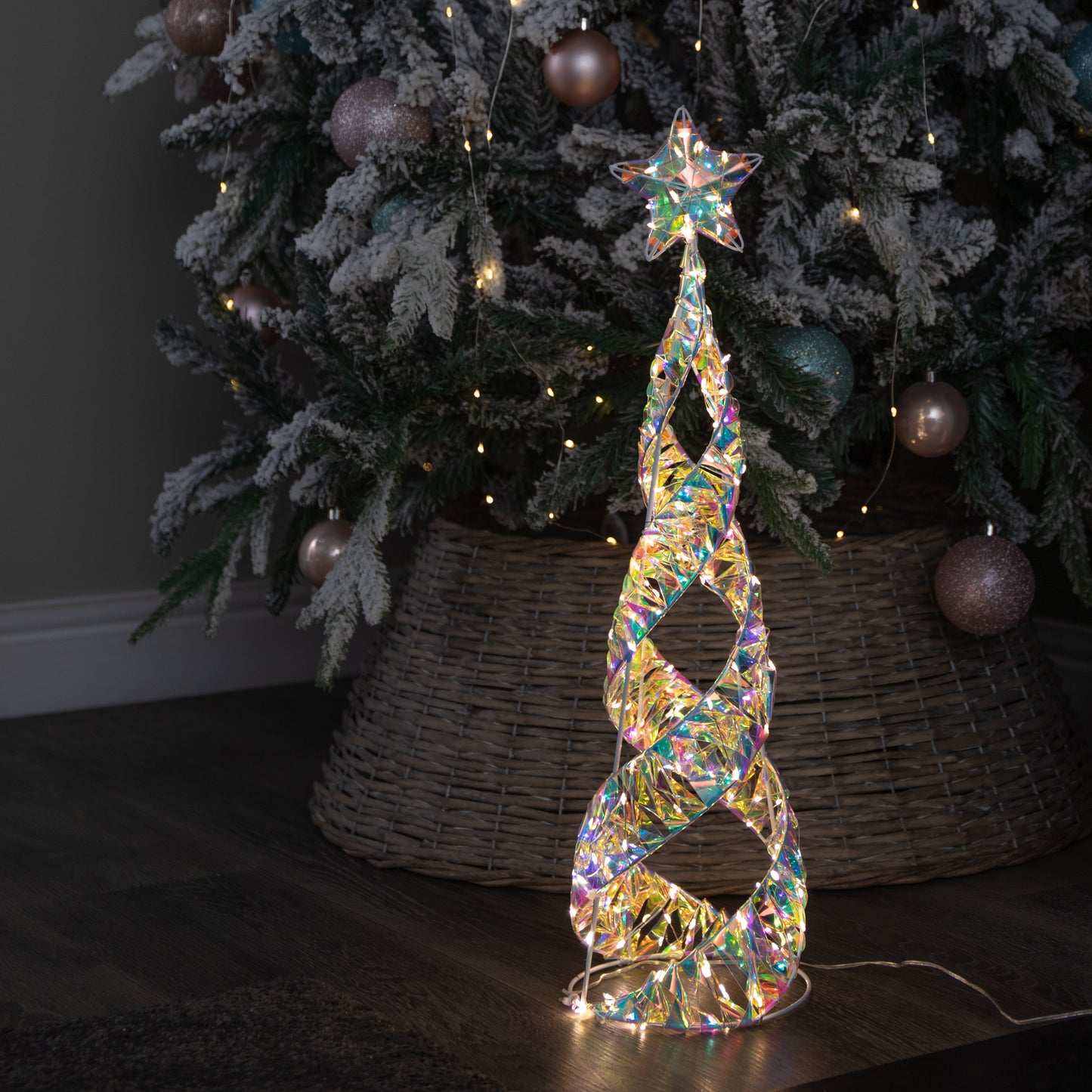 Factory Seconds: 60cm Light up Iridescent Christmas Starbelisk Decoration with Warm White LEDs