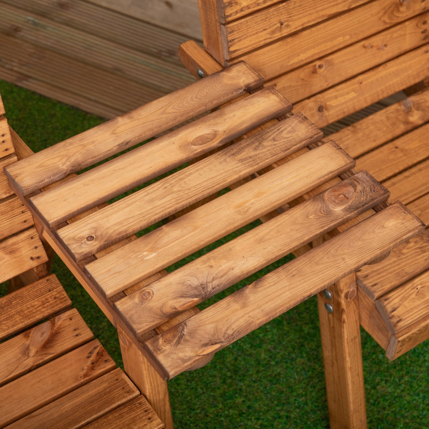 3 Seater Chunky Rustic Wooden Furniture Set with Straight Tray