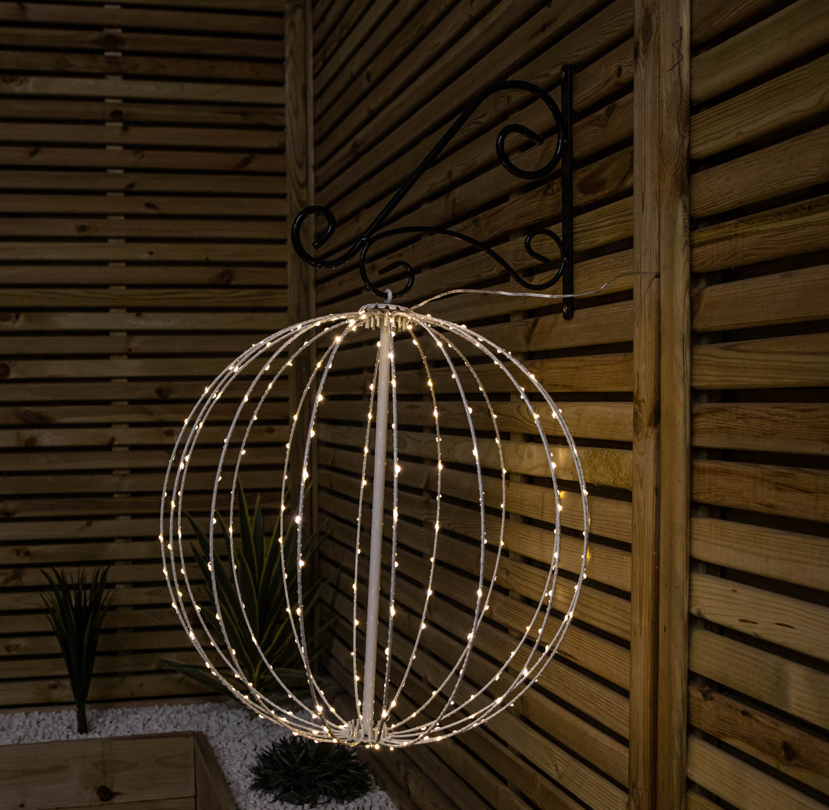 50cm White Metal Folding Christmas Ball with 256 Warm White LEDs