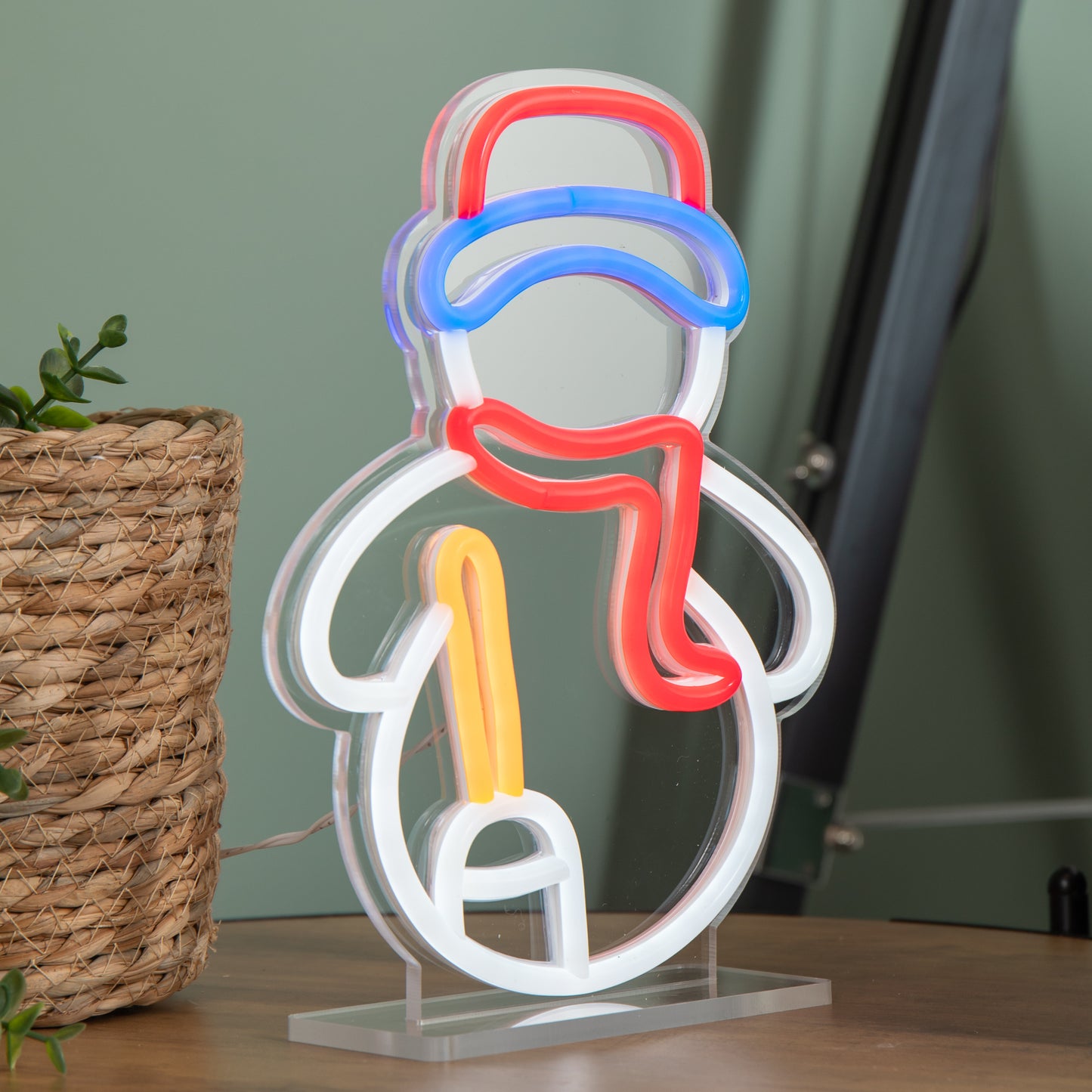 24cm Light up Christmas Snowman Table Top Neon Sign