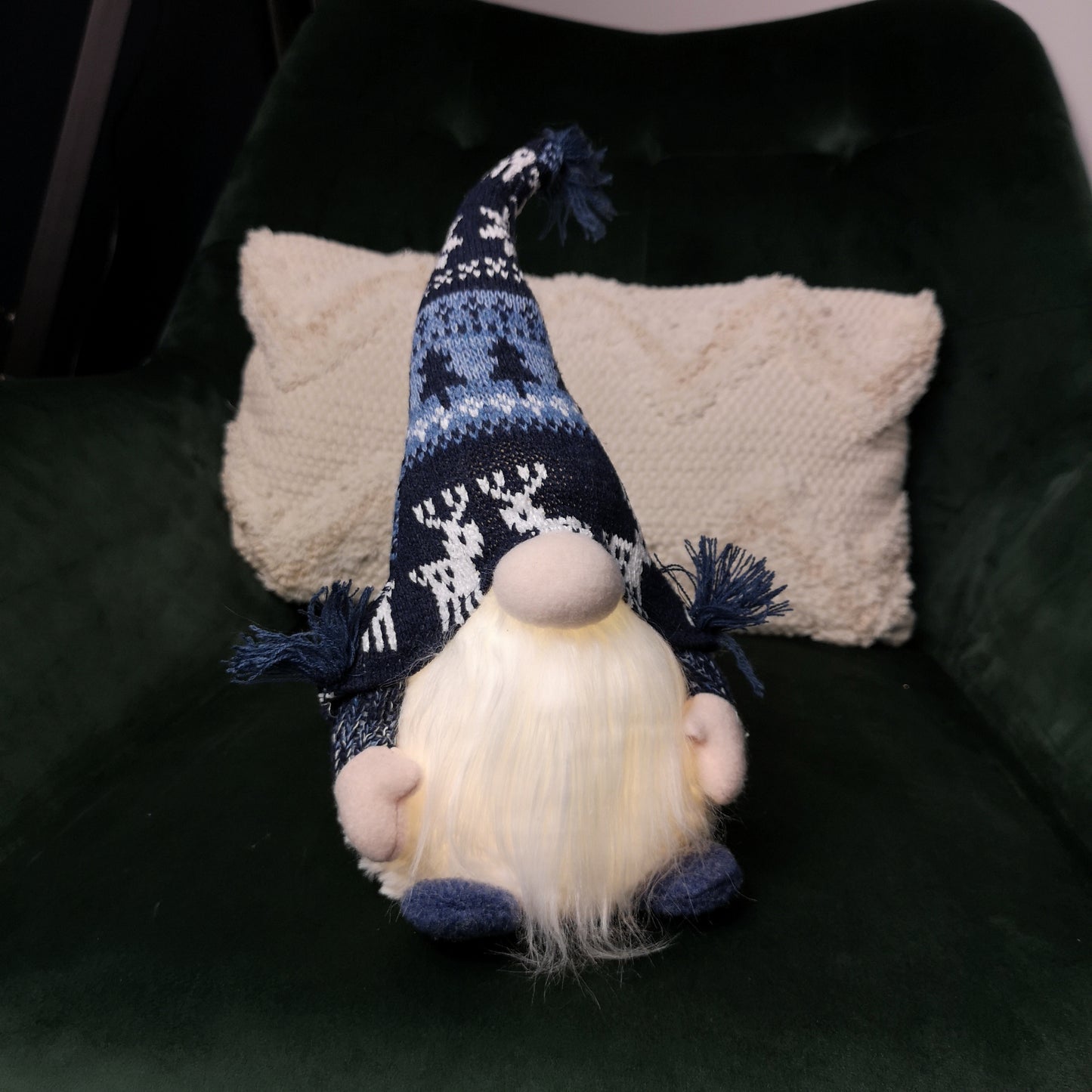 35cm Battery Operated Light up Sitting Christmas Gonk in Dark Blue