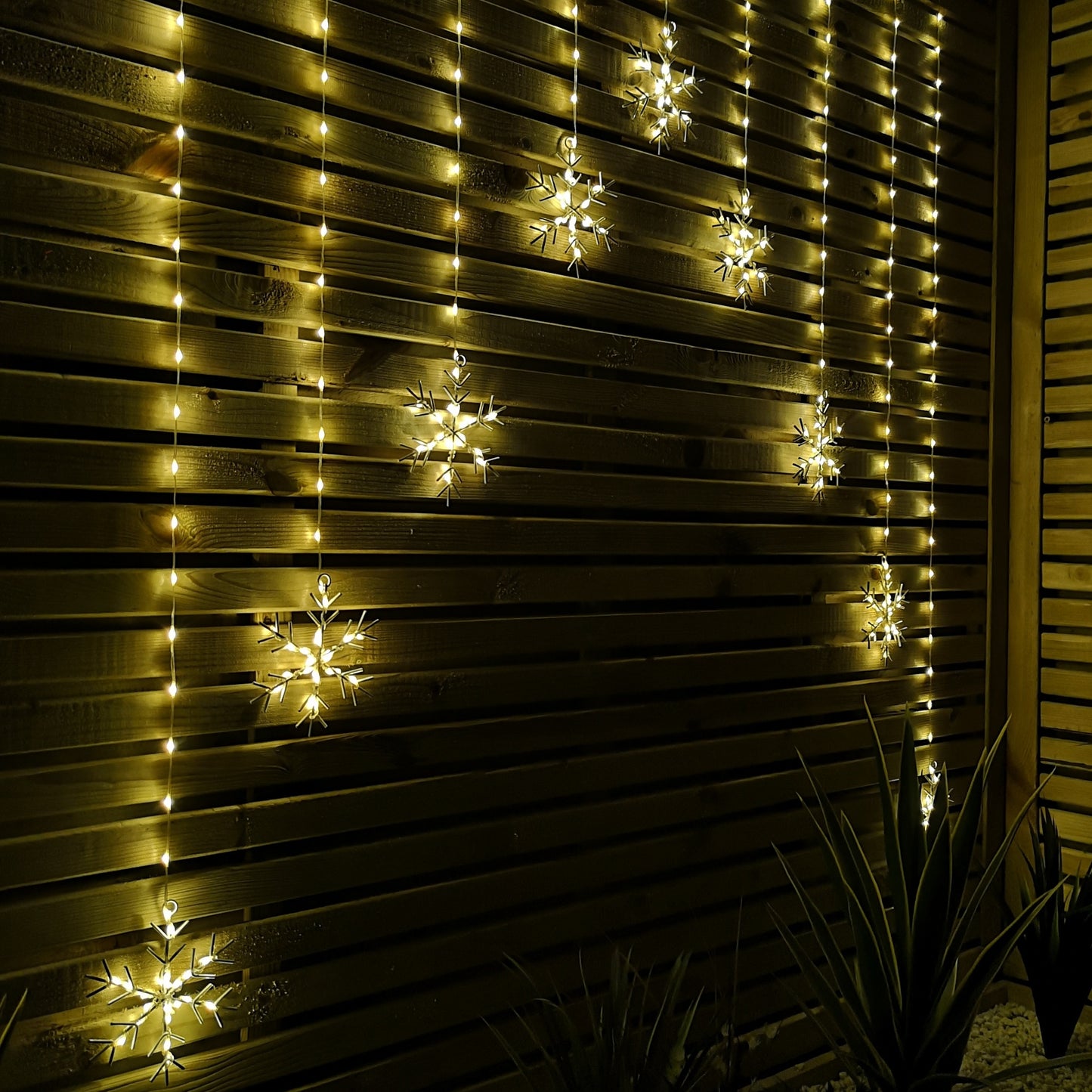 1.2m LED Snowflake Curtain Lights Christmas Decorations in Warm White