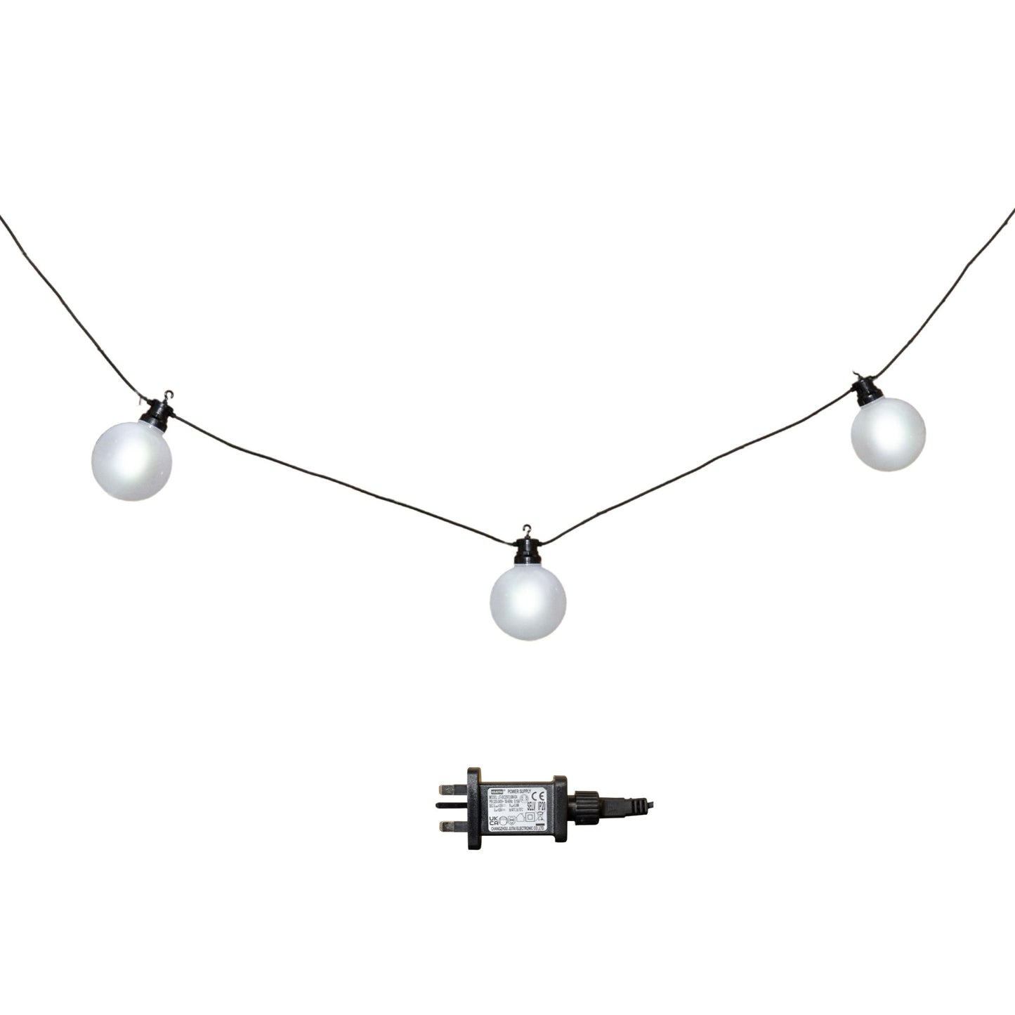 4.5m Set of 10 Frosted Ball Style Cap String Lights with Filament in White