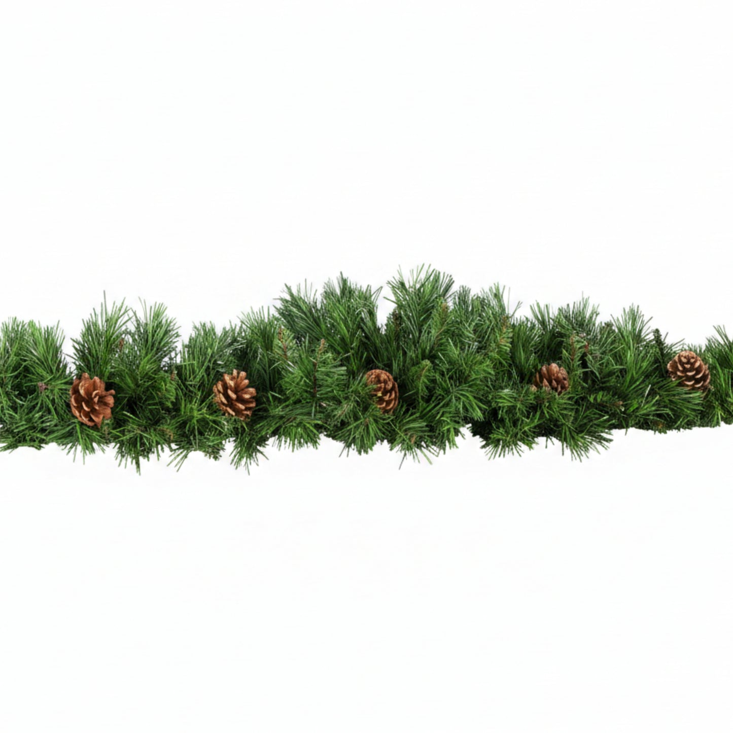 90cm Deluxe Snow Time Princess Green Garland Swag 108 Tips With 5 Pine Cones