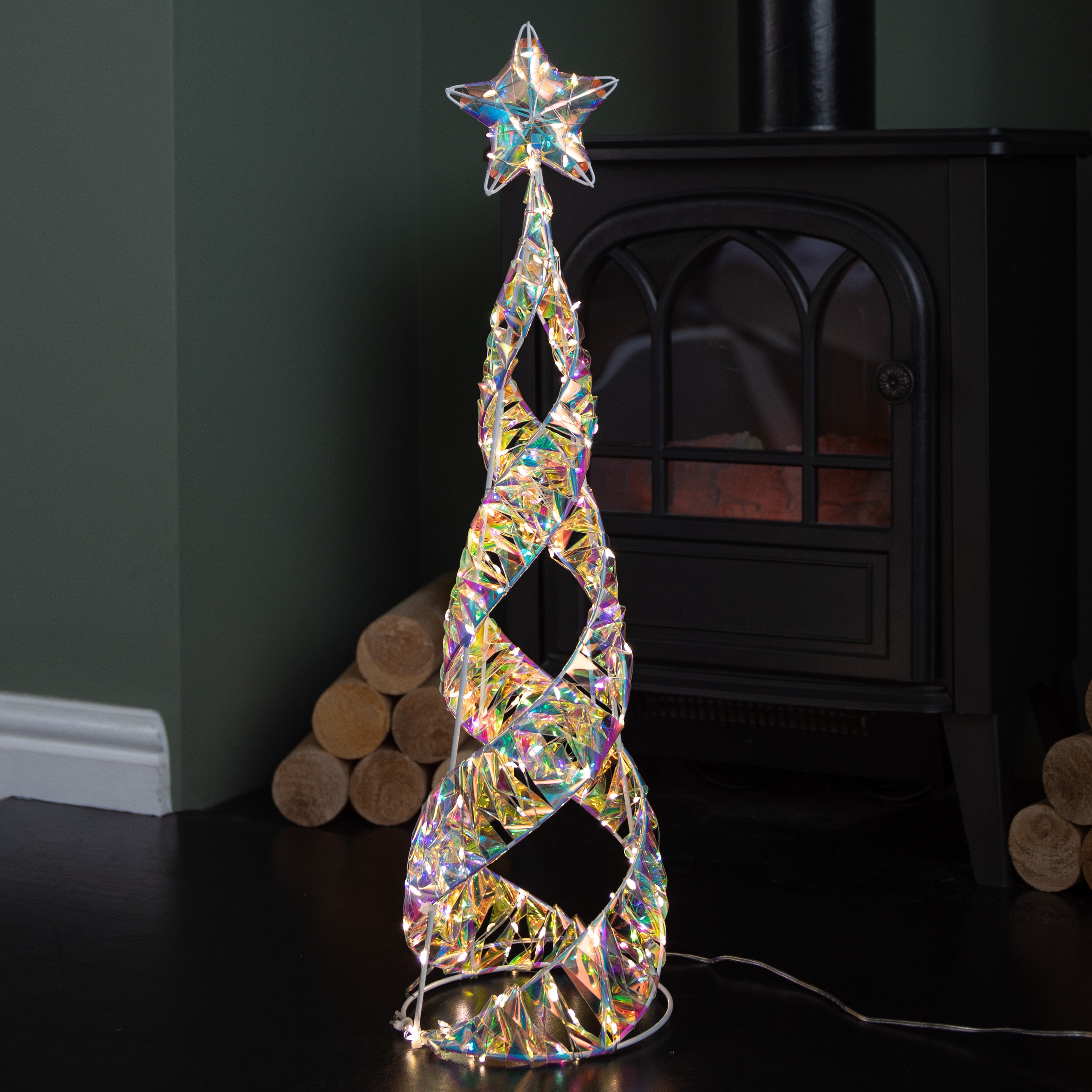Factory Seconds: 60cm Light up Iridescent Christmas Starbelisk Decoration with Warm White LEDs