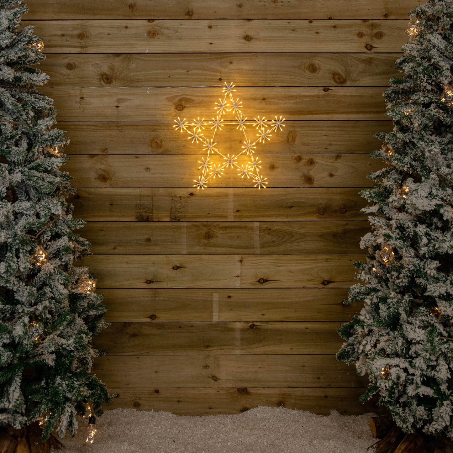 50cm Light up White Hanging Christmas Sparkle Star with 160 Warm White LEDs