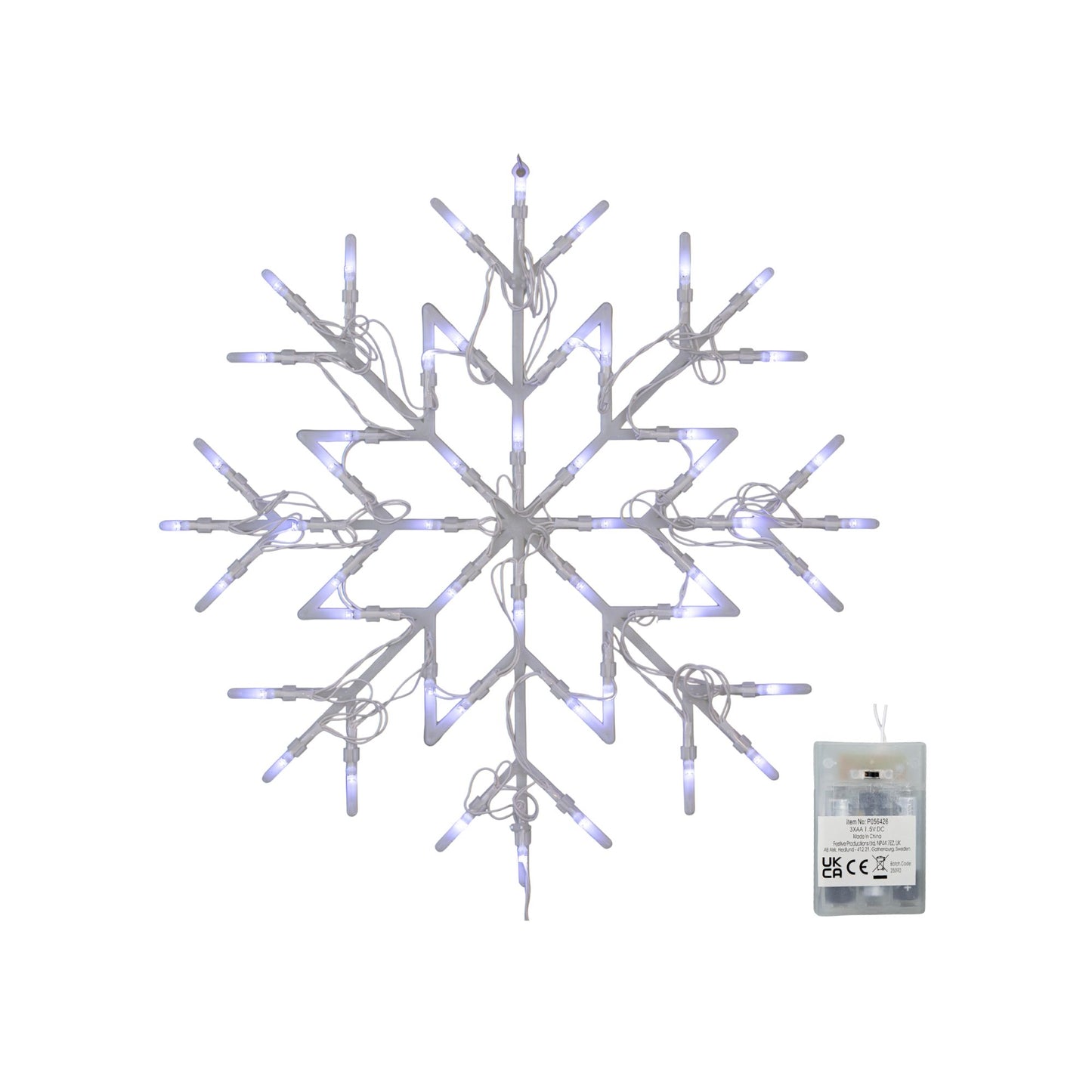 34cm Battery Operated Light up Christmas Snowflake with 50 White LEDs