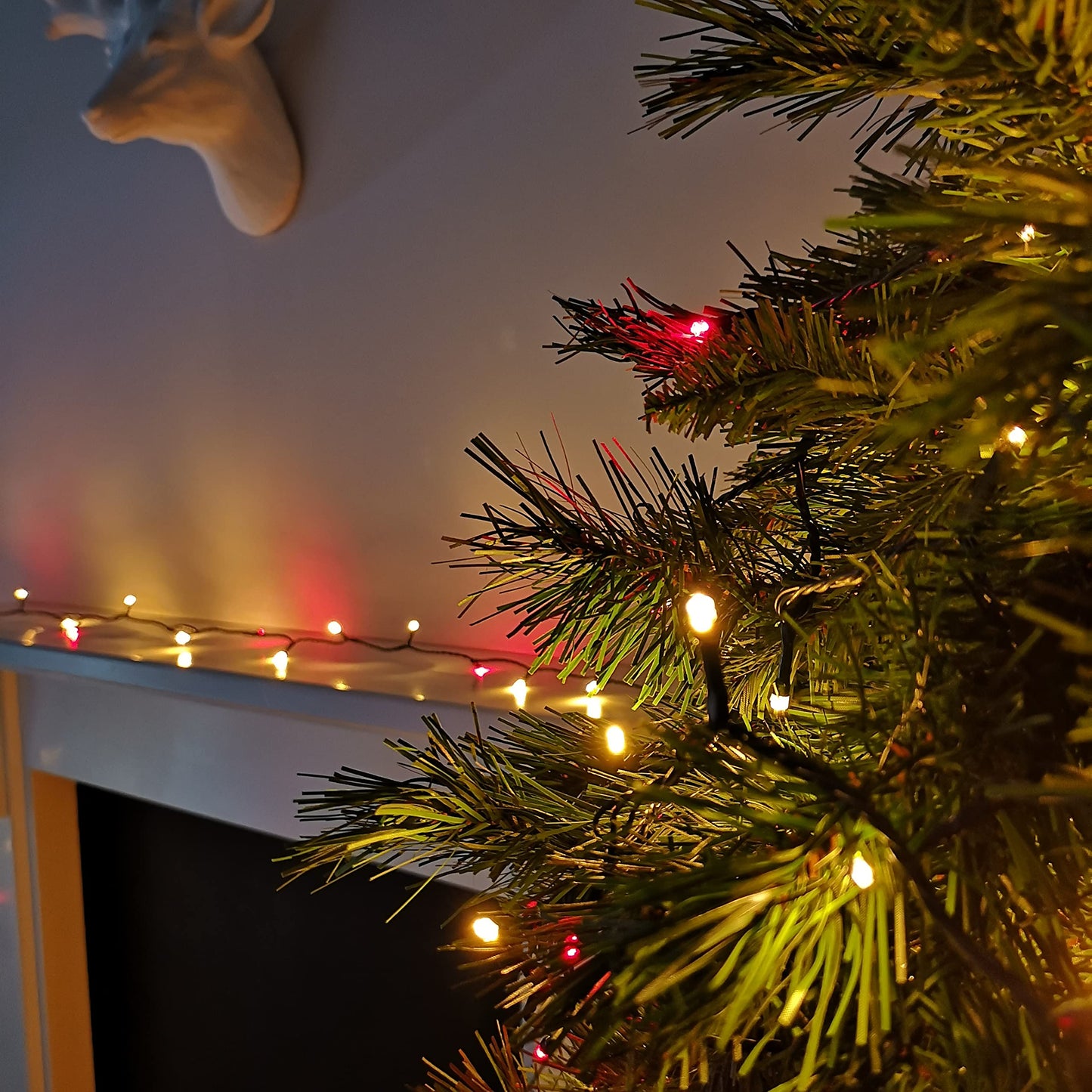 1000 LED 80m Premier SupaBrights Indoor Outdoor Christmas Multi Function Mains Operated String Lights with Timer in Red & Gold