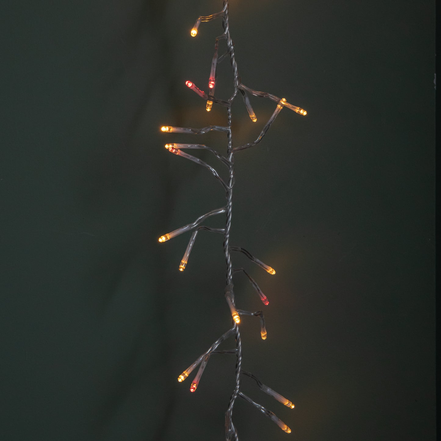 9.3m 720 LED Christmas Cluster String Lights with Timer in Vintage Gold & Red on Clear Cable