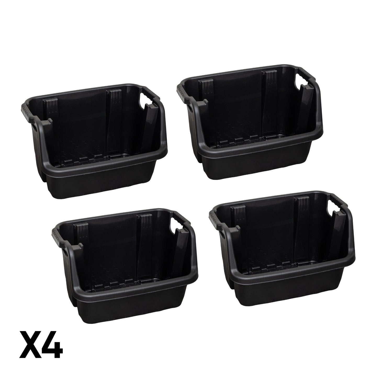4 Pack of 36 x 59cm Heavy Duty Stackable Pick Bin Crates