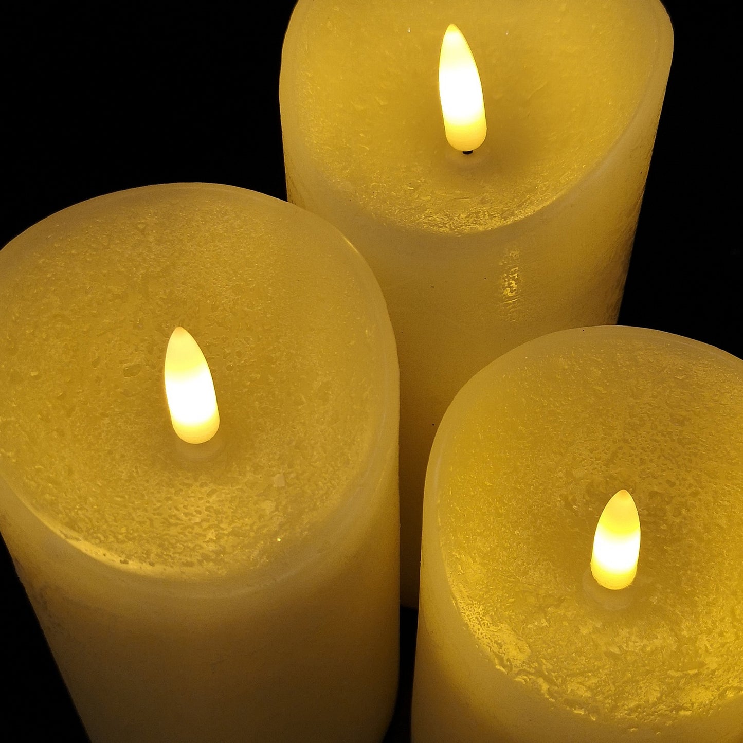 Set of 3 Flickabright Christmas Flickering Cream Candles Small, Medium, Large