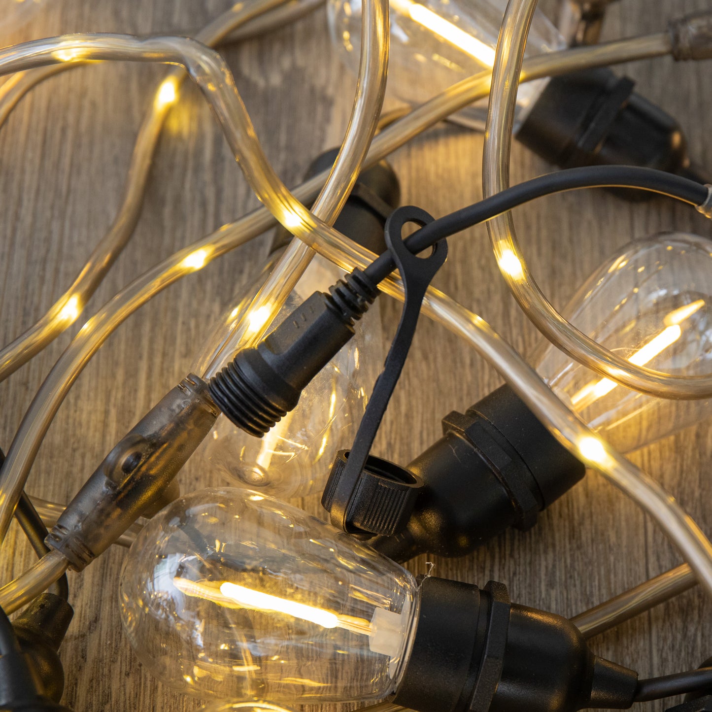 9.5m Set of 20 Connectable Festoon Drop Lights with LED Cable in Warm White