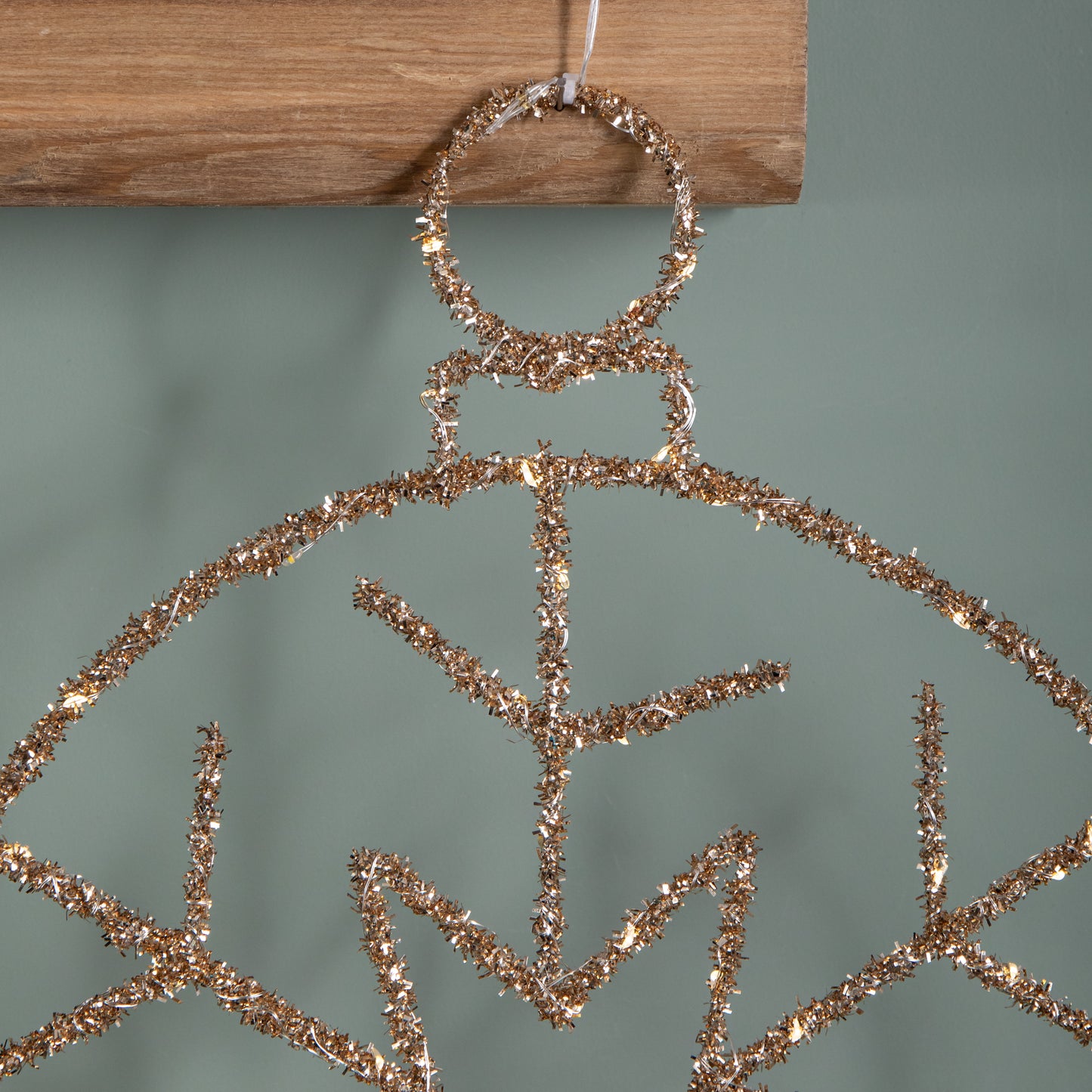 49cm Battery Powered Light up Gold Christmas Snowflake Ball with Warm White Twinkling LEDs