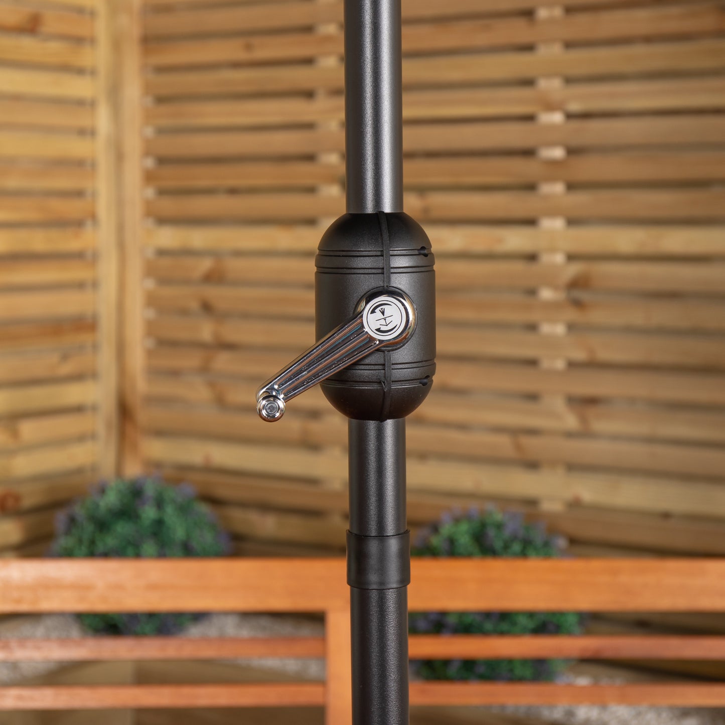 Outdoor 4 Person Rectangular Wooden Garden Table, 2 Benches with Grey Havana Parasol & Base