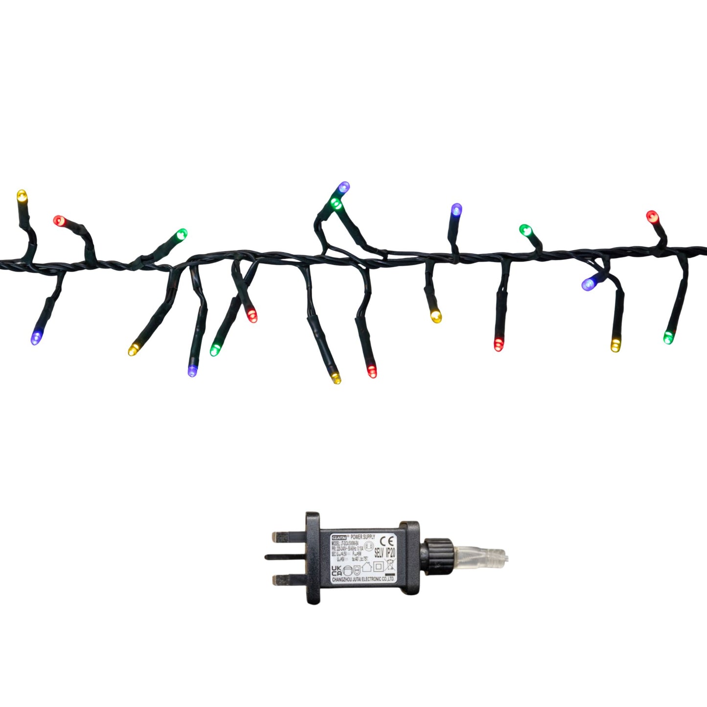 18.5m 1440 LED Christmas Cluster Multi-Action String Lights with Timer in Multi-Coloured