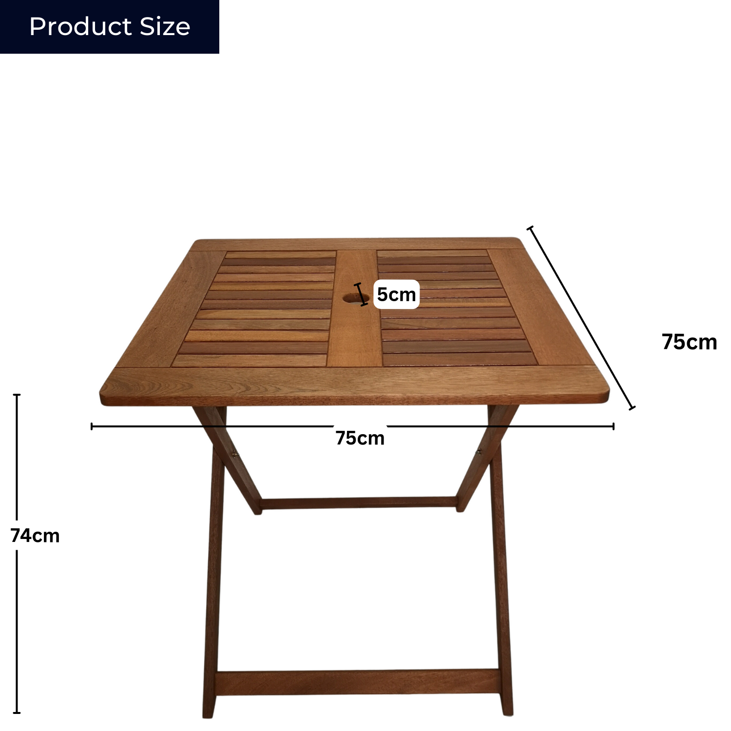 Windermere Outdoor 4 Person Folding Square Wooden Table