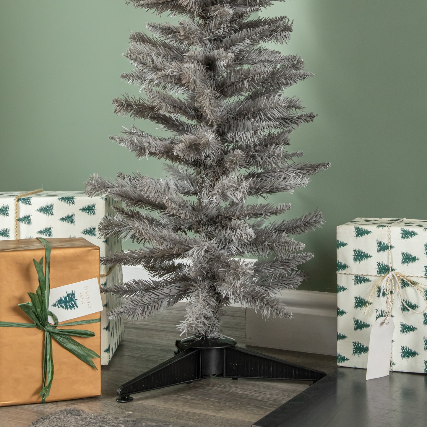 4ft (120cm) Artificial Pencil Pine Grey Christmas Tree with 168 Tips & Stand