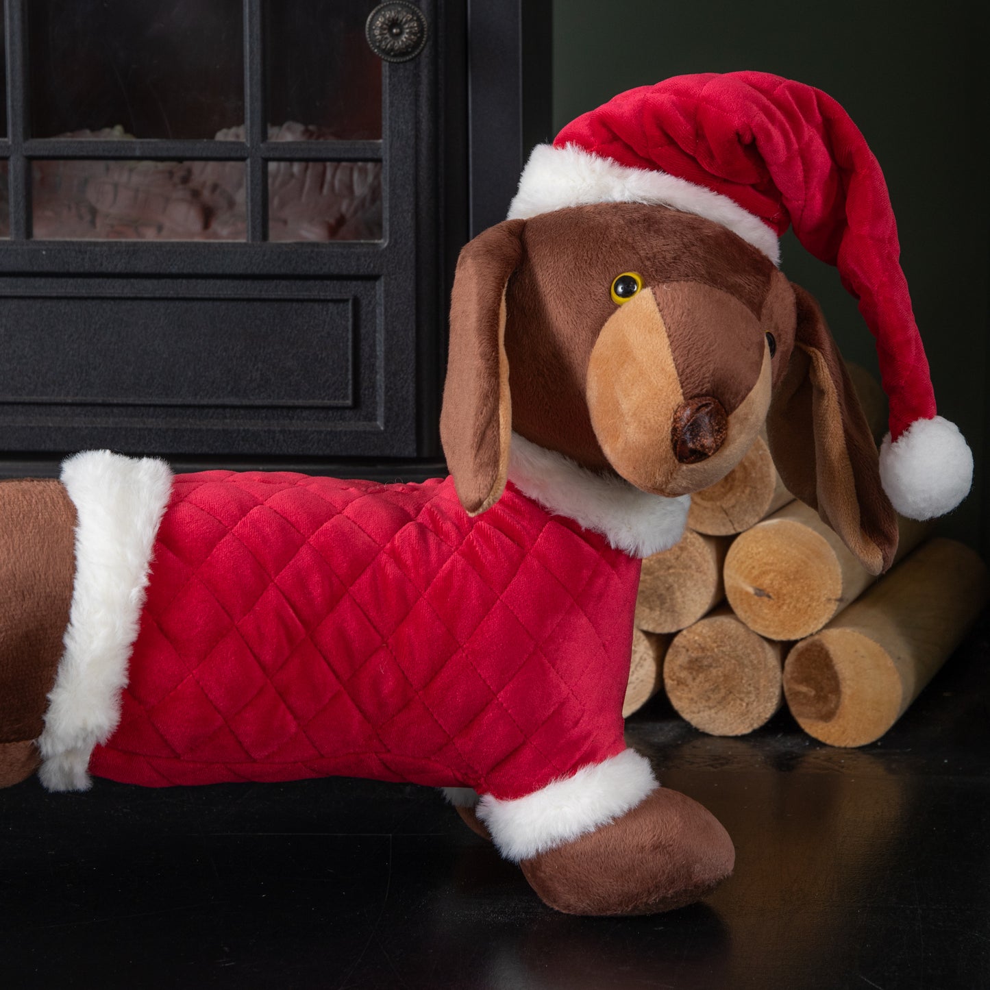 55cm Red and White Plush Donovan Dachshund Christmas Decoration