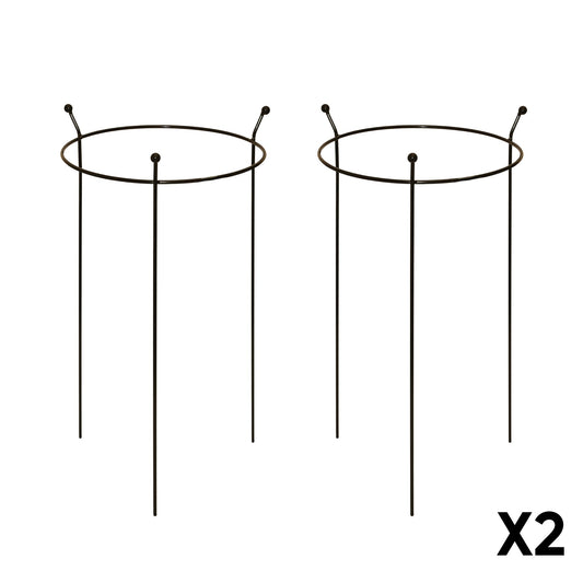 2 Pack of Small 60cm x 35cm Heavy Duty Black Steel Herbaceous Garden Plant Support Ring