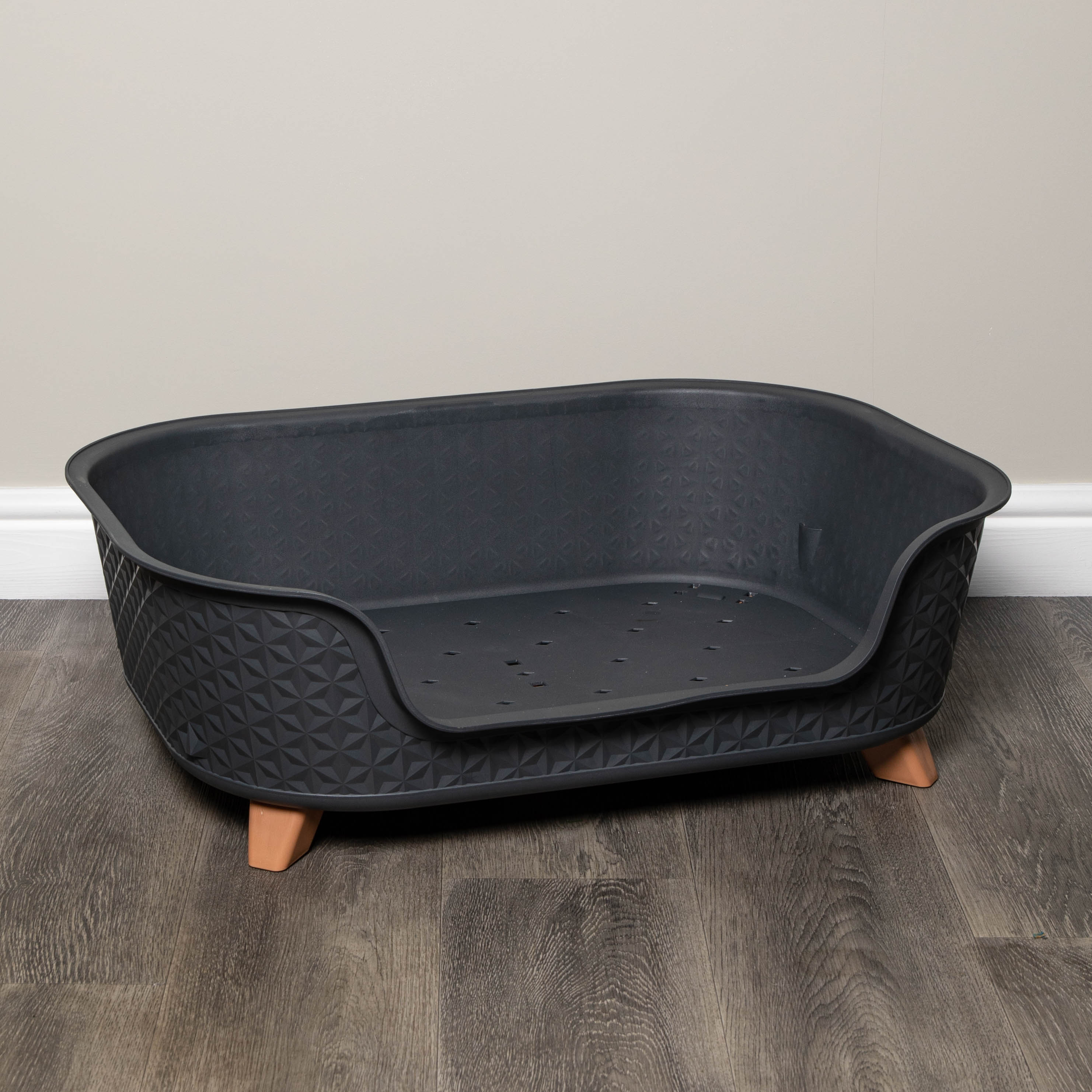 77cm x 58cm Grey Plastic Raised Pet Basket with Legs