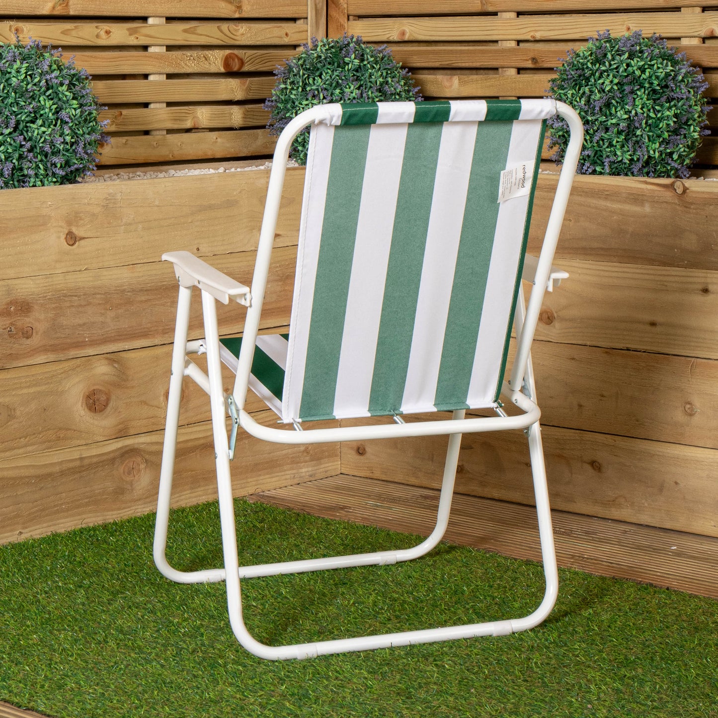 Folding Camping / Picnic Chair in Green and White Garden Patio