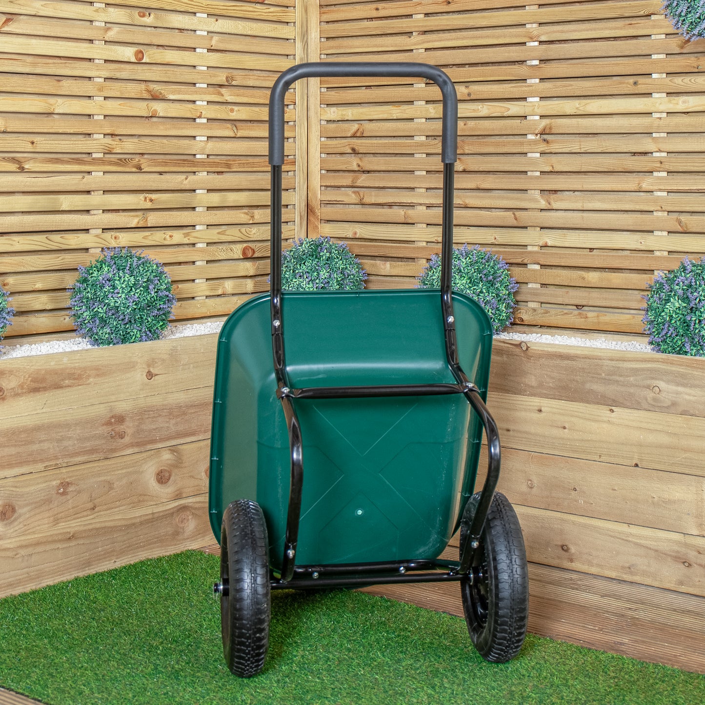 Heavy Duty 2 Wheel Outdoor Pneumatic Plastic Garden Wheelbarrow in Green