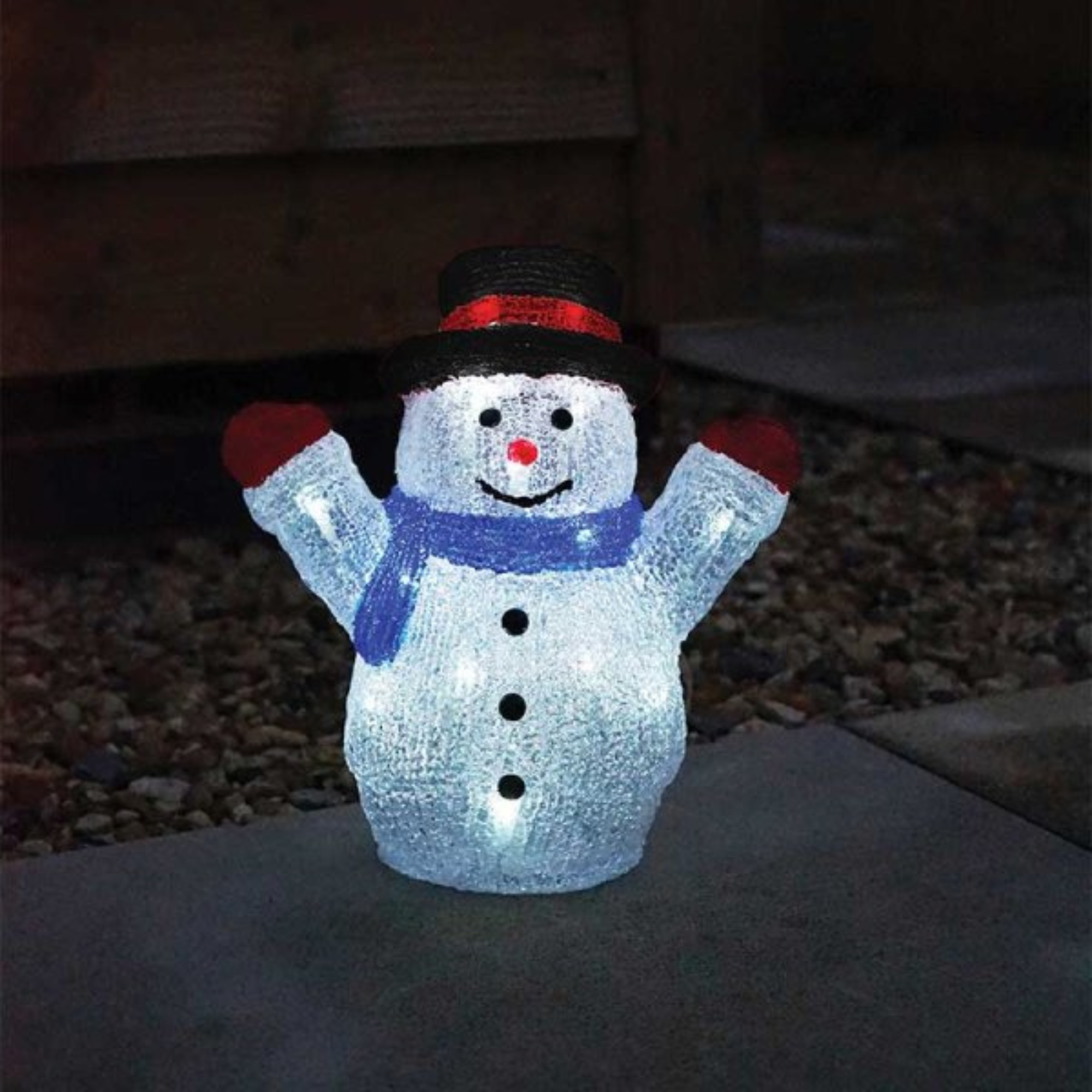 27cm Battery Operated LED Light up Acrylic Christmas Snowman Decoration