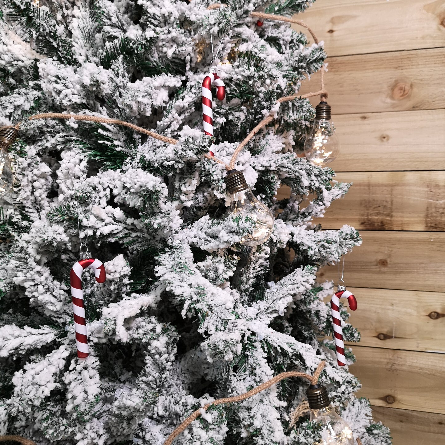 Set of 6 12cm Glass Red and White Stripe Candy Cane Christmas Tree Decorations