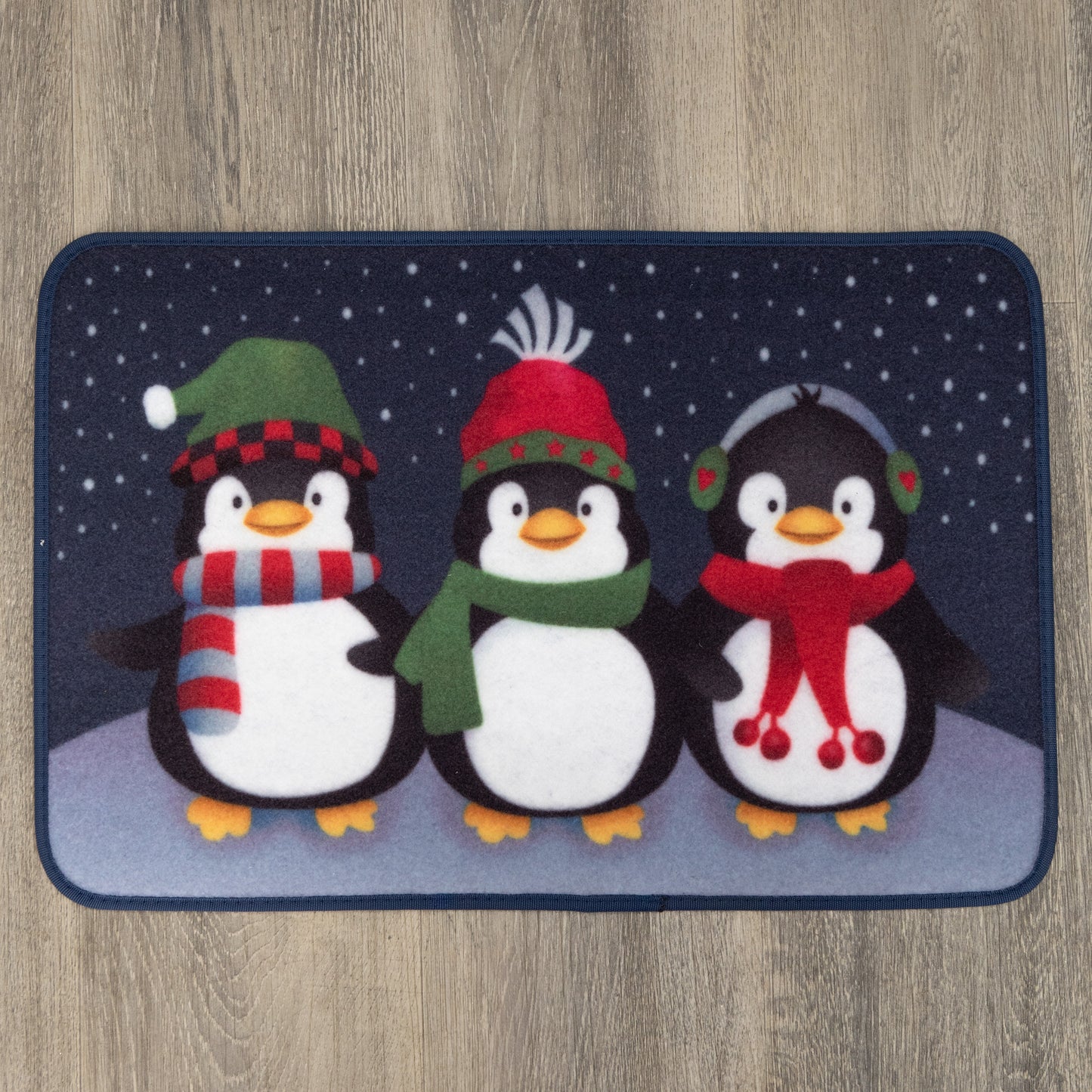 60cm x 40cm Frosty Penguins Fabric Christmas Doormat