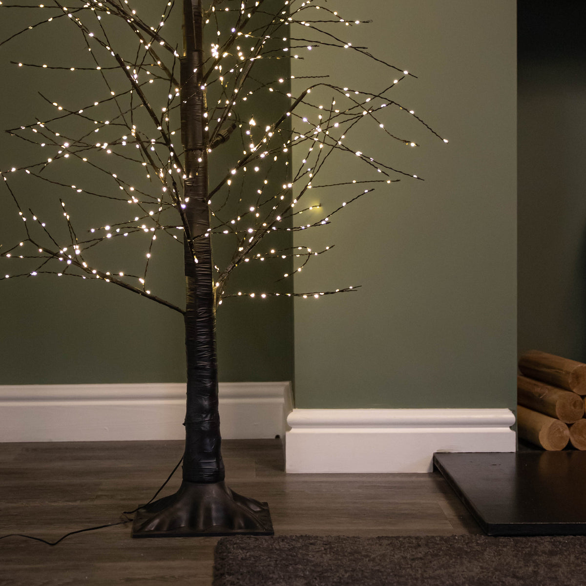 6ft (1.8m) Light up Black Micro Dot Christmas Tree with 1300 Static & Twinkling Warm White LEDs