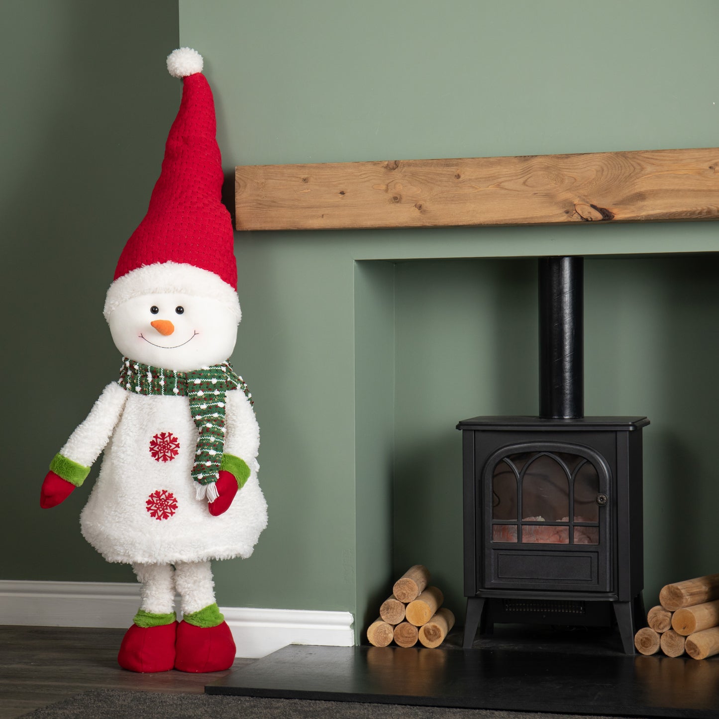 1.8m Tall Extendable Plush Snowman Decoration with Telescopic Legs