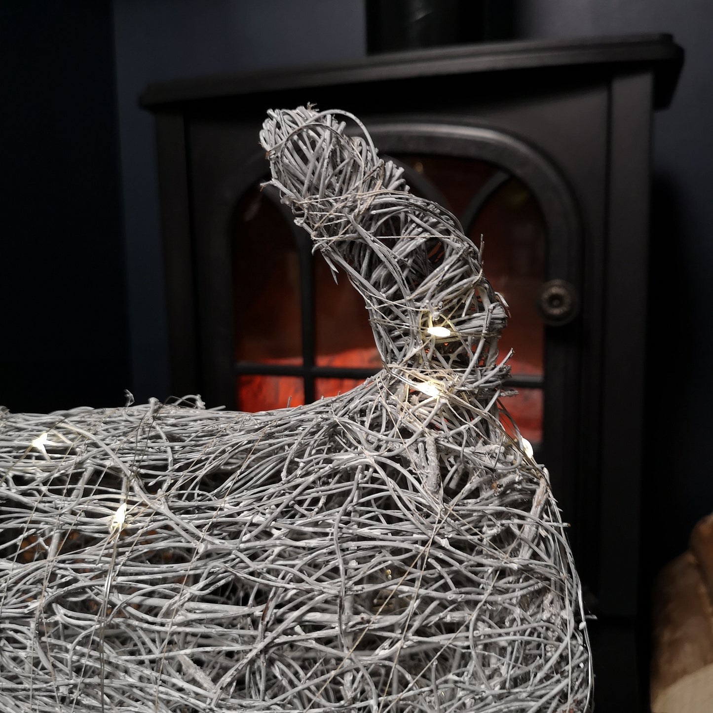 66cm Battery Operated Rattan Woven Cupid Reindeer with Warm White LEDs