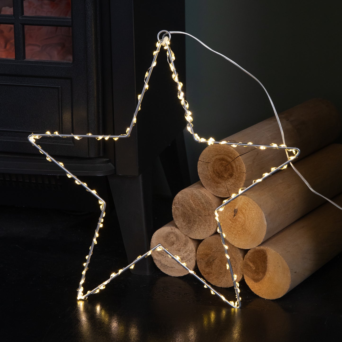 30cm Light up Dewdrop Christmas Star with 120 Warm White LEDs
